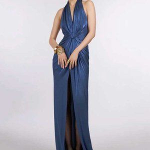 Costarellos halternenck blue satin evening dress